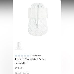 Dream Weighted Sleep Swaddle NWT 0-6 Grey Stars
